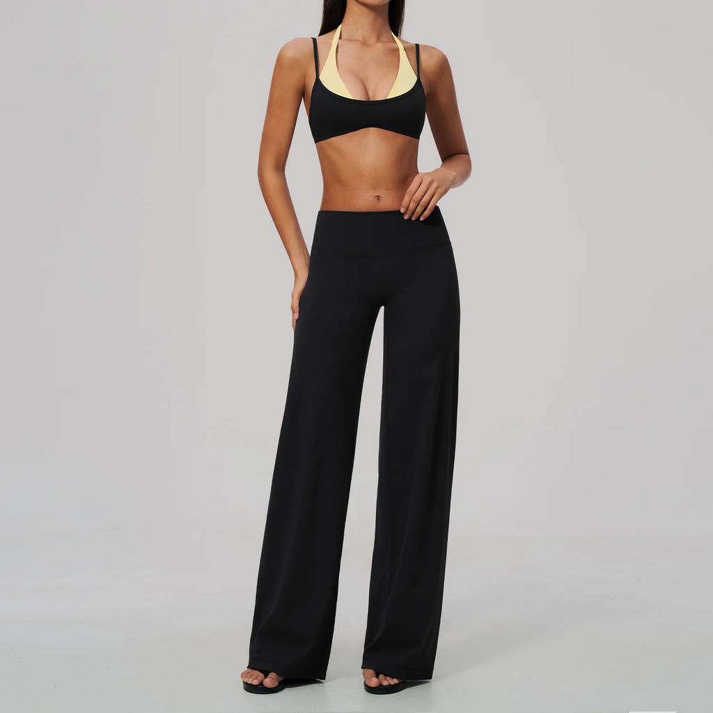 Camila Contrast Color Fitness Suit Tracksuit Two Piece Sets