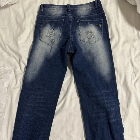 Howell Vintage Washed Ripped Retro Low Rise Slim Denim