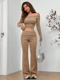 Carmen Off Shoulder Ribbed Outfit Two Piece Sets