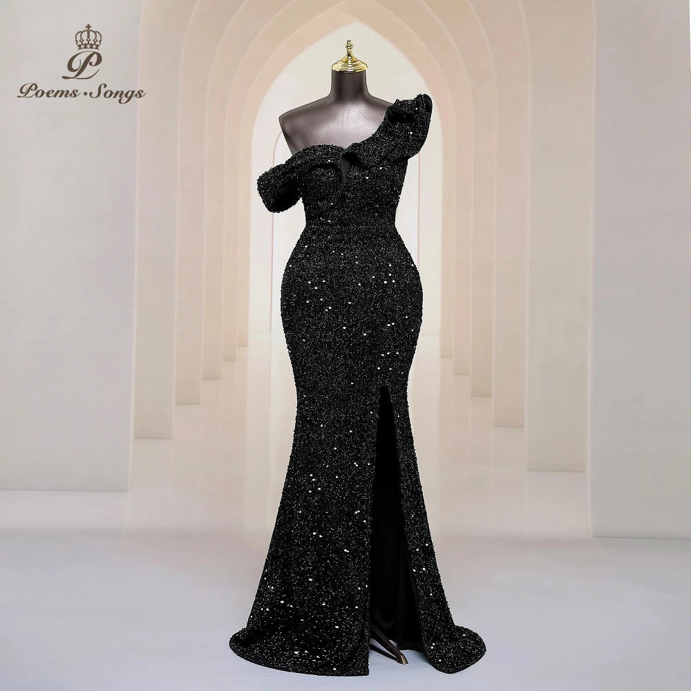 Georgia One Shoulder Evening Mermaid Sequins Party Maxi Dresses