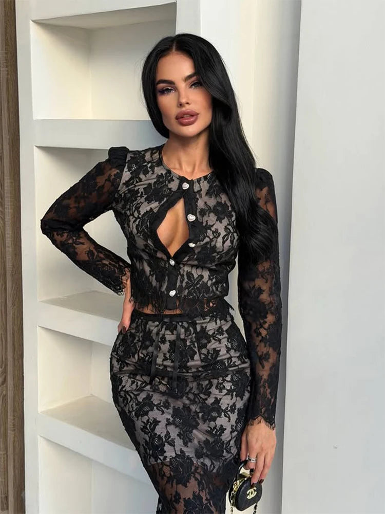 Dinorah Autumn Women Lace Suits Two Piece Sets