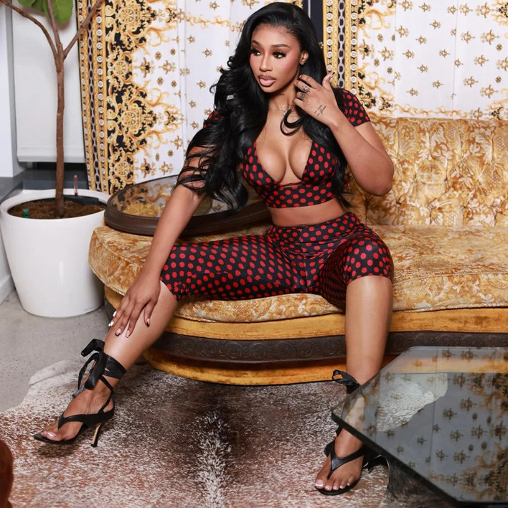 Mila Polka Dot Print Halter Two Piece Sets