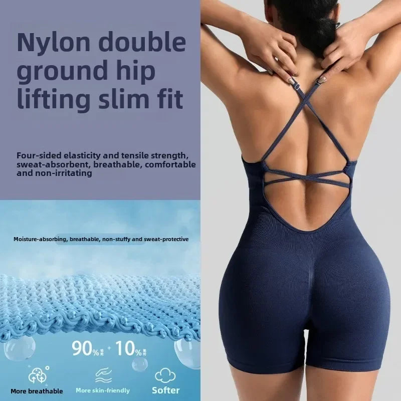 Hershey Tight Fitting High Elasticity Integrated Exercise Workwear Sports Jumpsuit