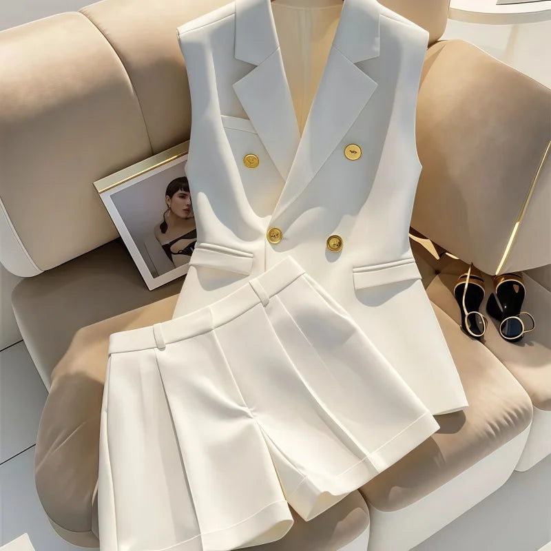 Barbie Elegant Office Lady Sleeveless Two Piece Sets