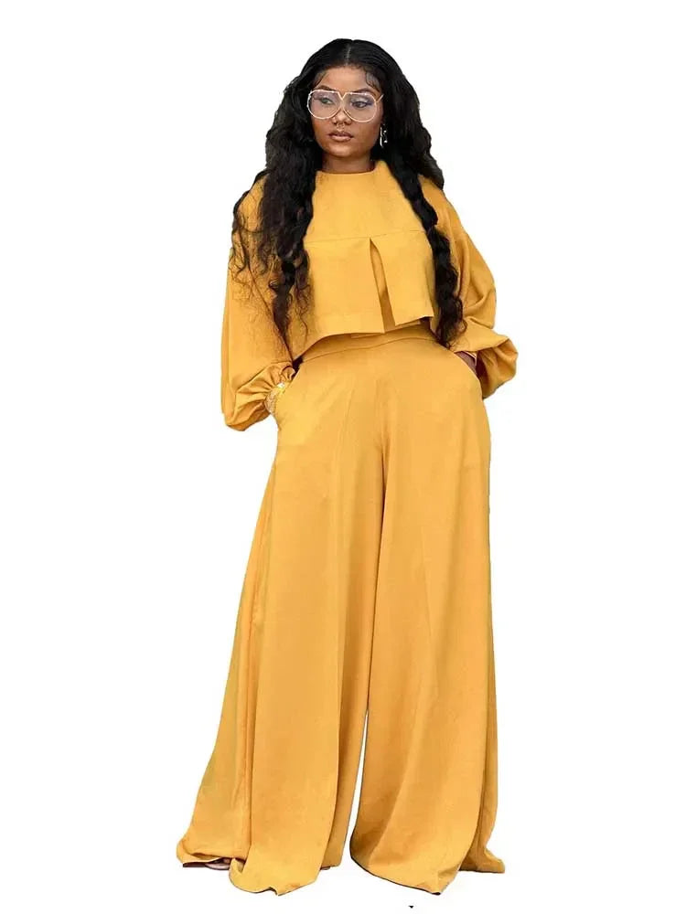 Amalia Long Sleeve Round Neck Matching Two Piece Sets