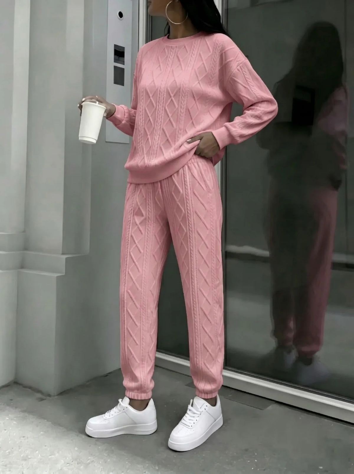 Ela Crewneck Long Sleeve Casual Loose Two Piece Sets