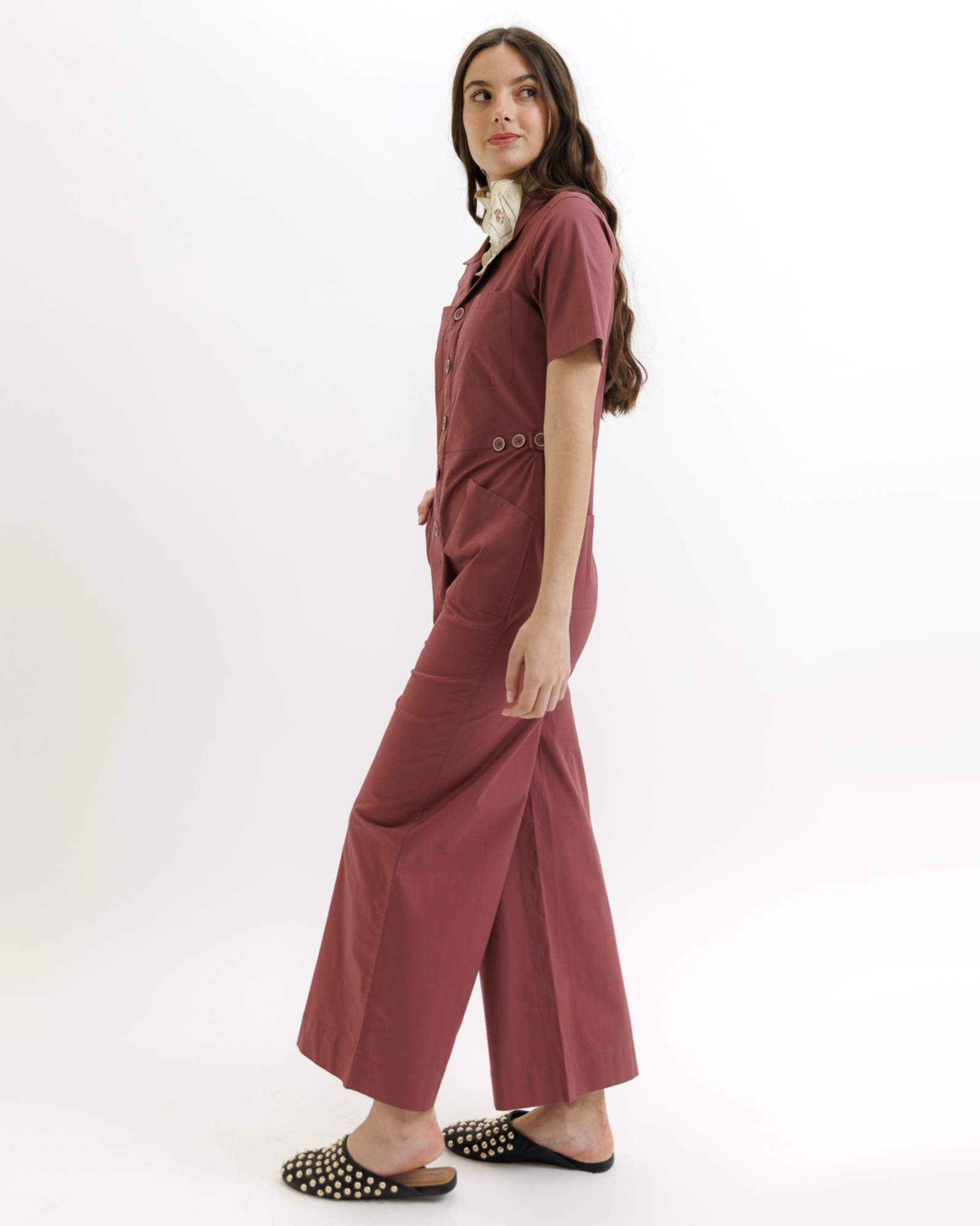 Notched Collared Neckline Utility Jumpsuit