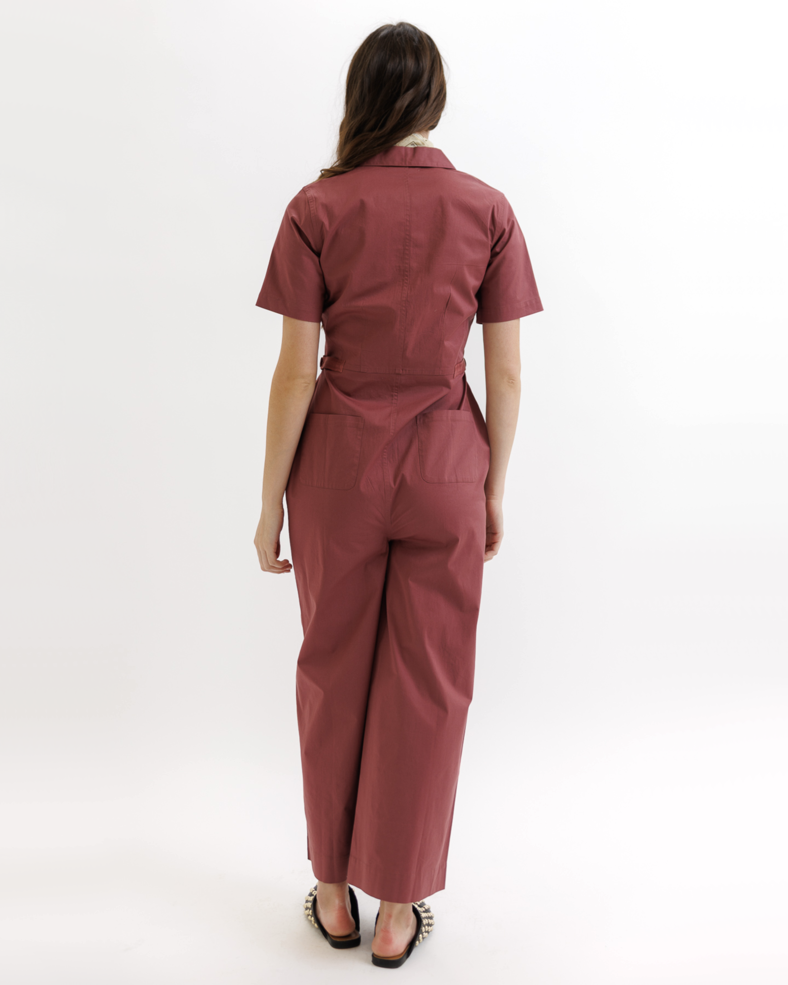 Notched Collared Neckline Utility Jumpsuit