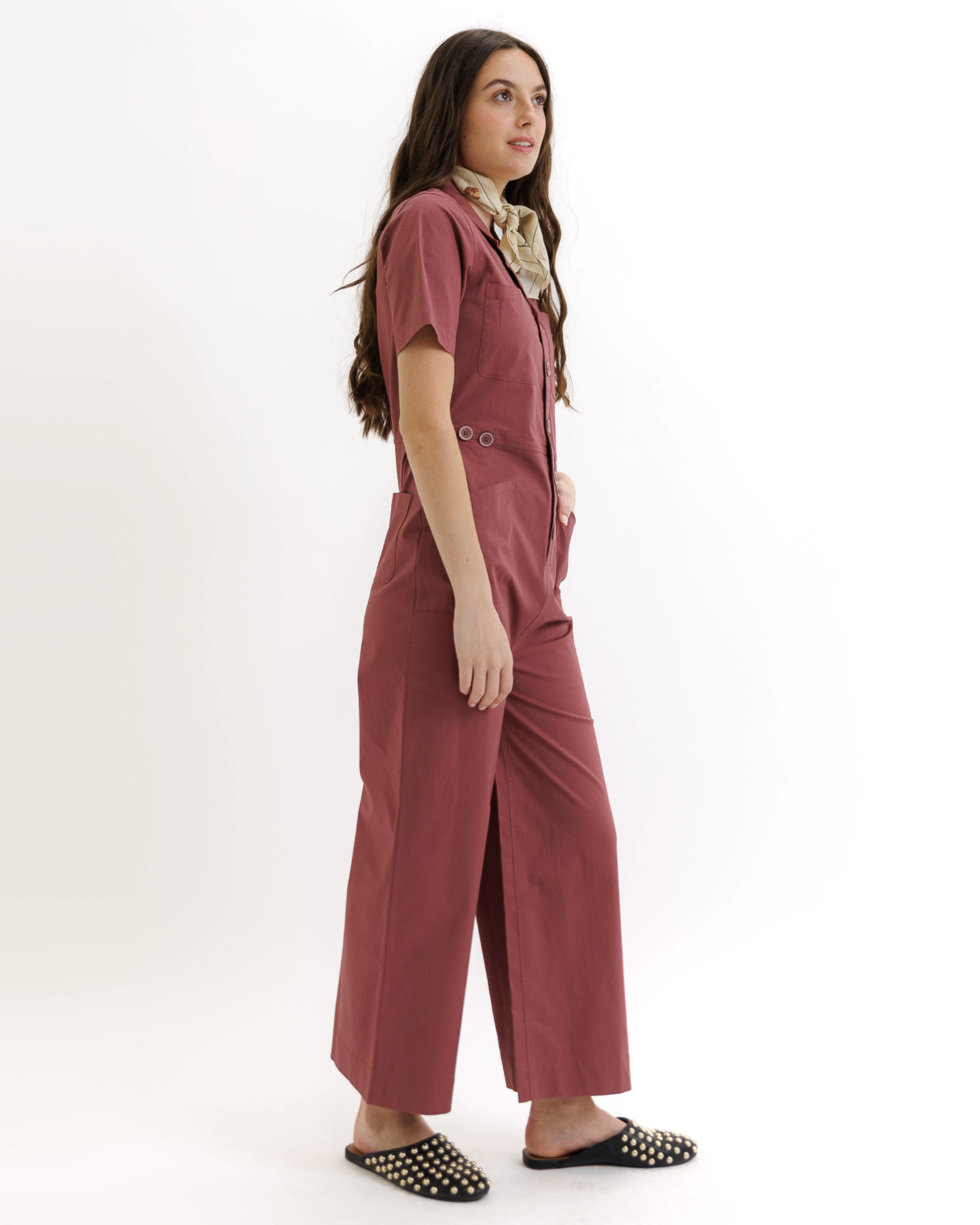 Notched Collared Neckline Utility Jumpsuit