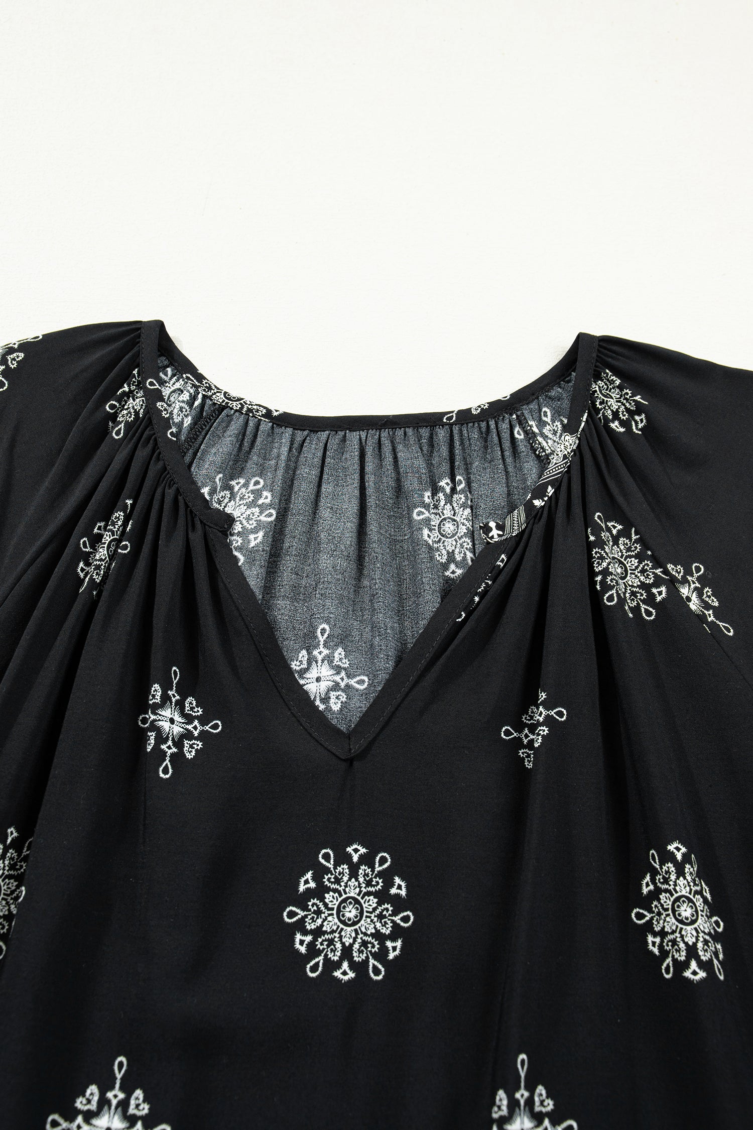 Boho Chic Notched V Neck  Floral Sleeve