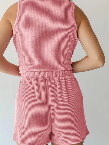 Diana Round Neck Sleeveless Two Piece Sets
