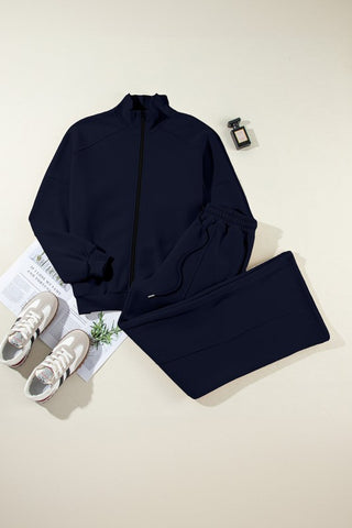 Belen Solid Zip-Up Drawstring Two Piece Sets