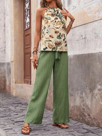 Zoe Printed Wide Leg Two Piece Sets