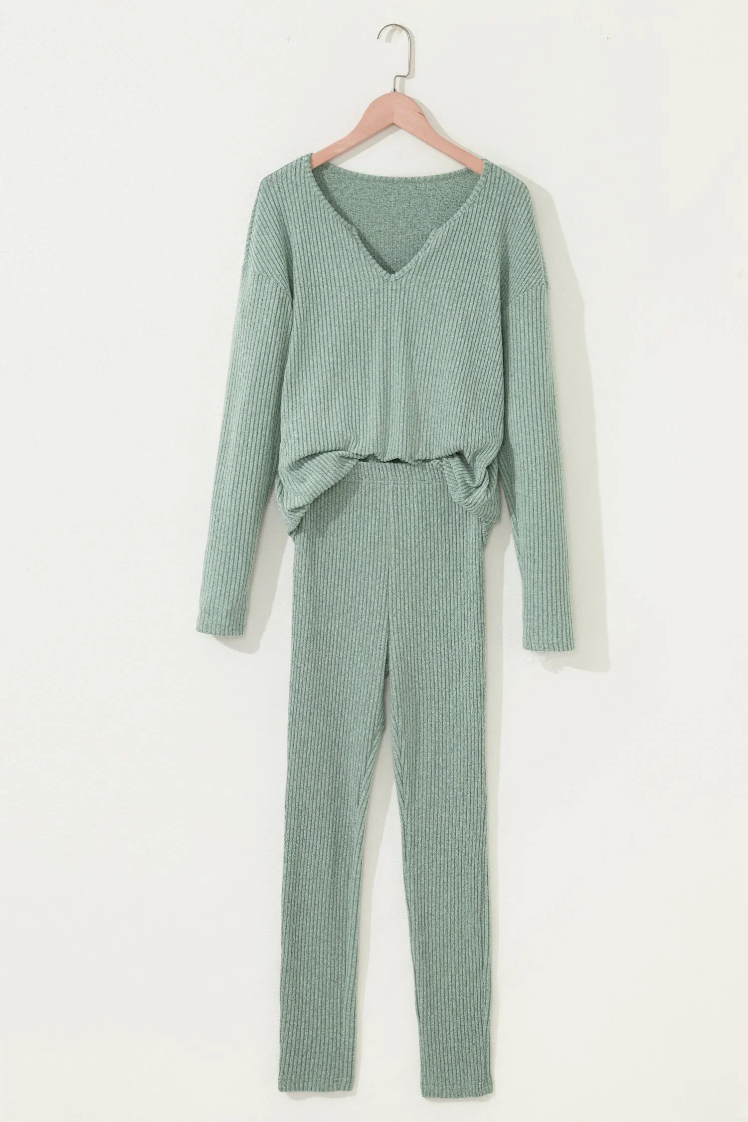 Rosaly Ribbed Knit Long Sleeve Two Piece Set
