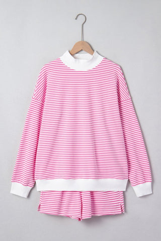 Emilia Stripe Oversize Mock Neck Two Piece Sets