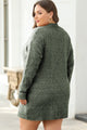 Candy Mist Green Cable Knit Drop Shoulder Loose Fit Sweater Dress
