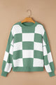 Millenie Green Checkered Bishop Sleeve Sweater