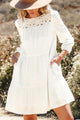 July White Floral Lace Patchwork Bracelet Sleeve Tiered Mini Dress
