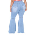 Aaliyah Plus Size Fashion Slim Wide Leg Flared Blue Denim - Vestir en Moda