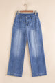 Trini Beau Blue Tailored Center Seam Detail Straight Loose High Rise Jeans
