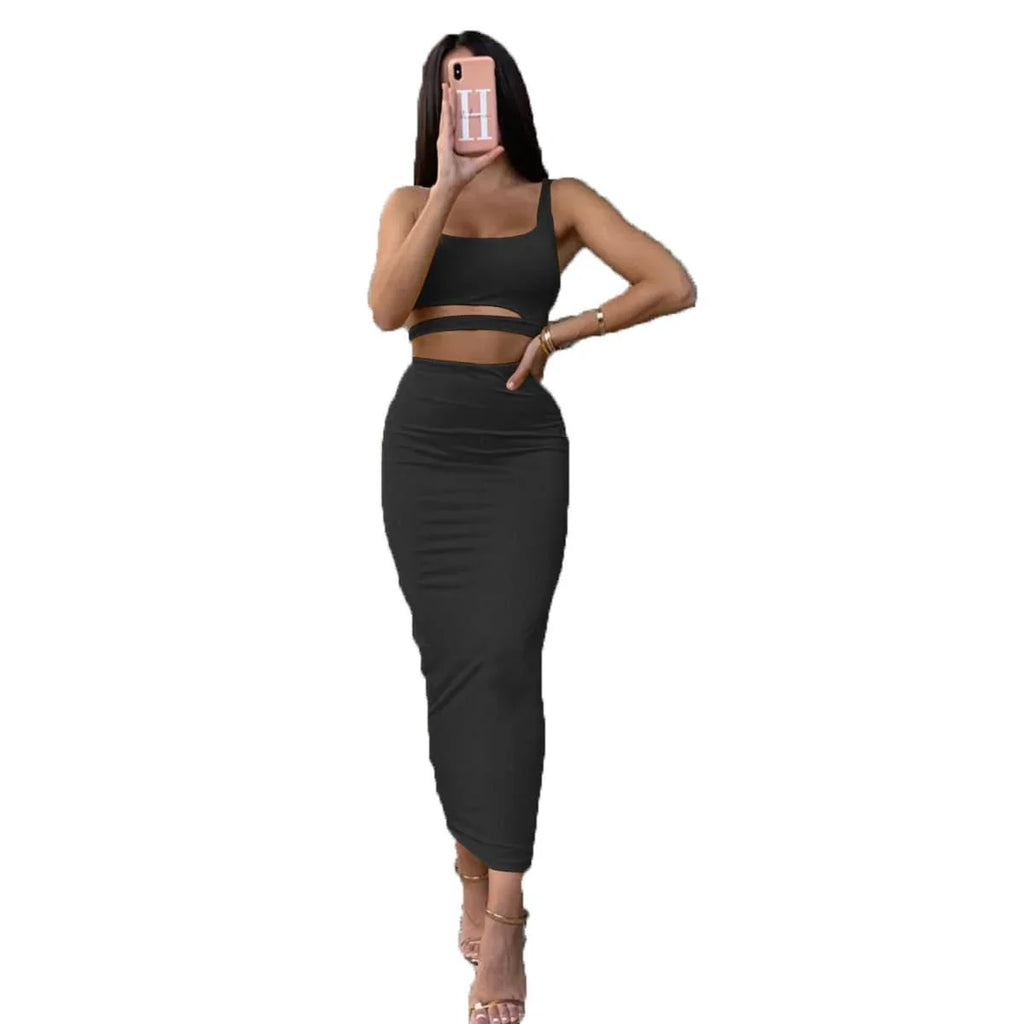 Abigail Sexy Pleated Hollow Out Cutout Out Two-piece Sets - Vestir en Moda