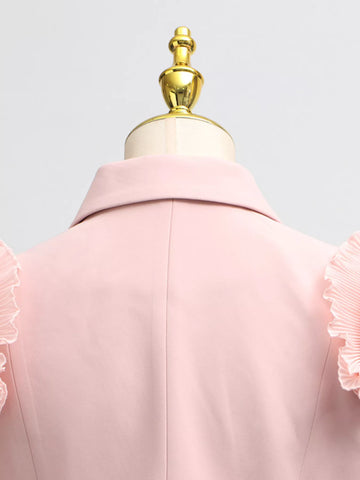 Karina Frill Lapel Collar Pleated Two Piece Sets