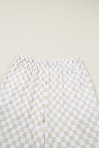 Vivian Checker Short Sleeve Two Piece Sets