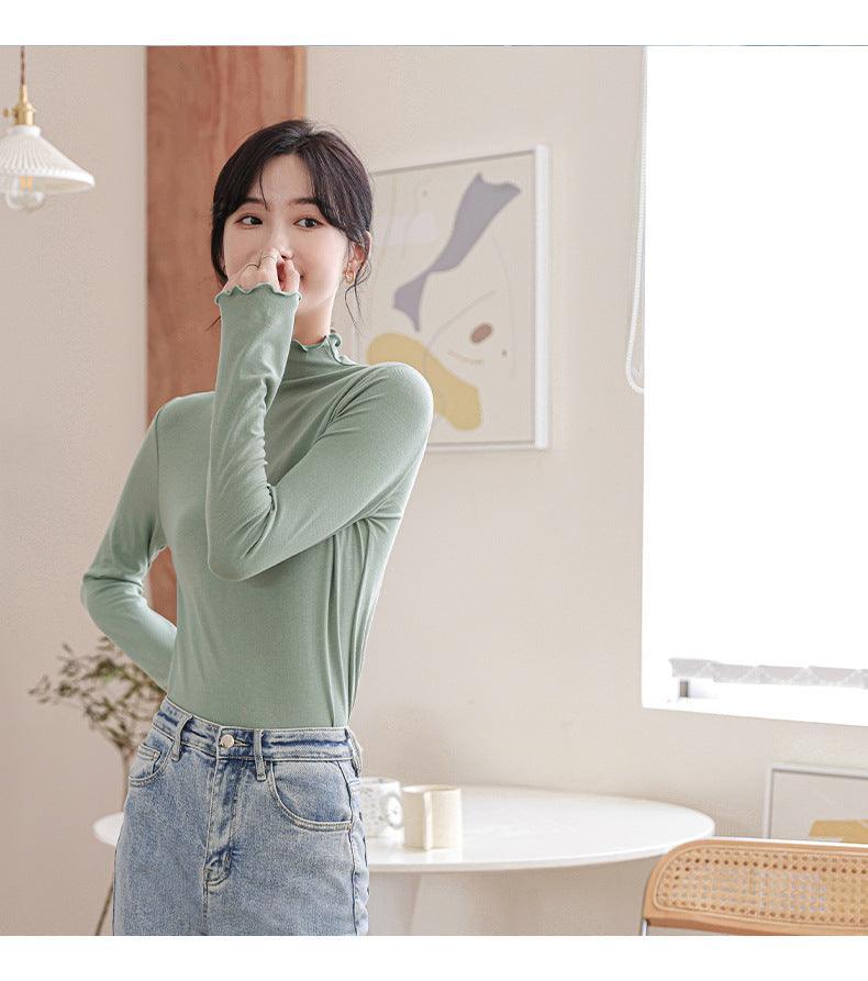 Adalyn Half Turtleneck Bottoming Spring Long Sleeved Tops - Vestir en Moda