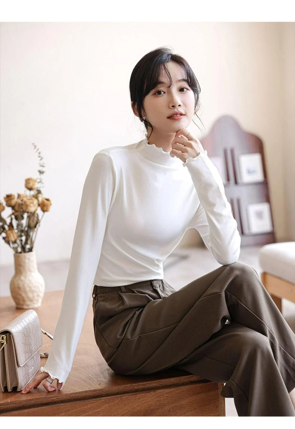 Adalyn Half Turtleneck Bottoming Spring Long Sleeved Tops - Vestir en Moda