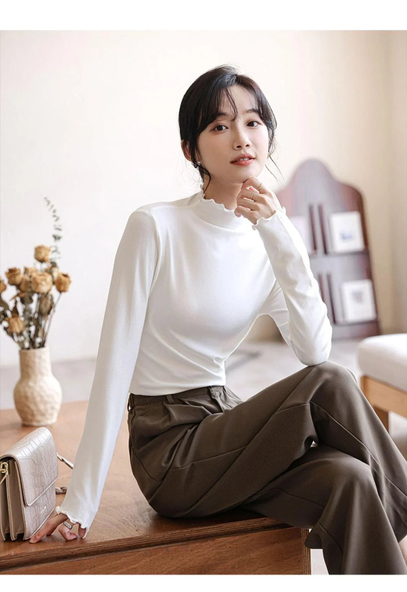 Adalyn Half Turtleneck Bottoming Spring Long Sleeved Tops - Vestir en Moda