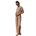 Adara Summer Half Sleeve One Piece Solid Color Jumpsuits - Vestir en Moda