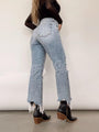 Adelaide Retro High Waist Ripped Straight Capris & Cropped Jeans - Vestir en Moda