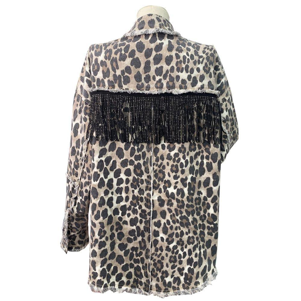Adelaine Leopard Loose Cotton Animal Printed Jacket - Vestir en Moda