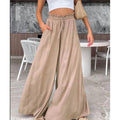 Adelyn Smocked Elastic Waist Casual Wide Leg Regular Rise Pants - Vestir en Moda