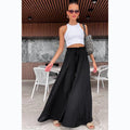 Adelyn Smocked Elastic Waist Casual Wide Leg Regular Rise Pants - Vestir en Moda