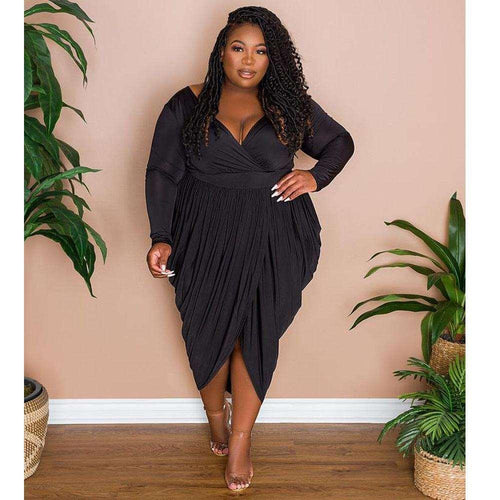 Adriana Plus Size Women Sexy Deep V Plunge Elegant - Vestir en Moda
