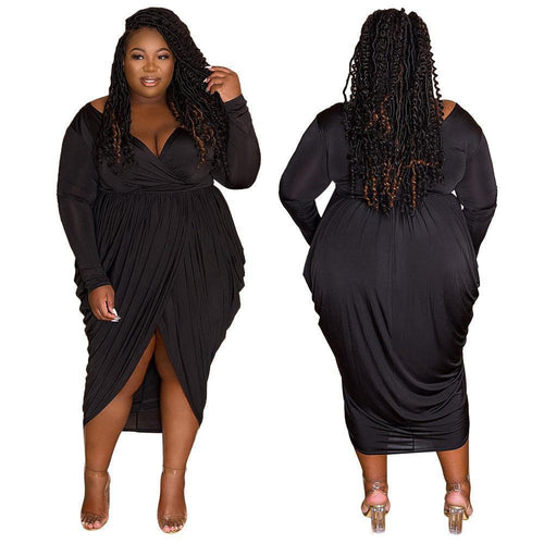 Adriana Plus Size Women Sexy Deep V Plunge Elegant - Vestir en Moda