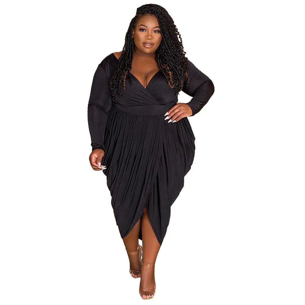 Adriana Plus Size Women Sexy Deep V Plunge Elegant - Vestir en Moda