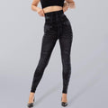Ailani Solid Color High Waist Studded Waist Detail Pull On Leggings - Vestir en Moda