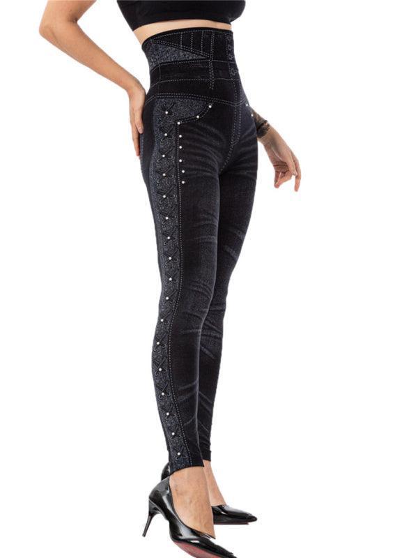 Ailani Solid Color High Waist Studded Waist Detail Pull On Leggings - Vestir en Moda