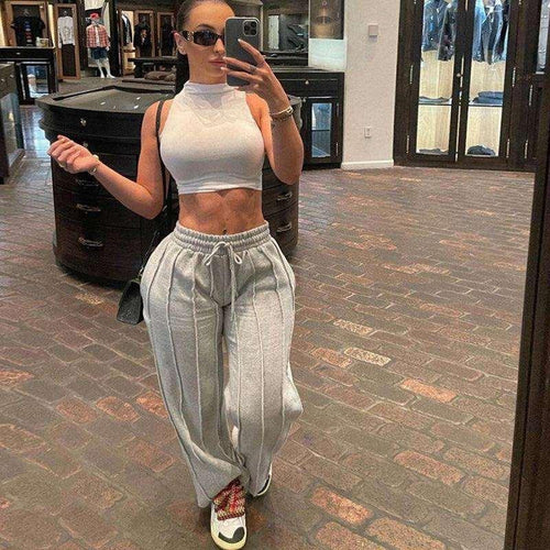 Aitana Elastic High Waist Lace-up Loose Casual Trousers - Vestir en Moda