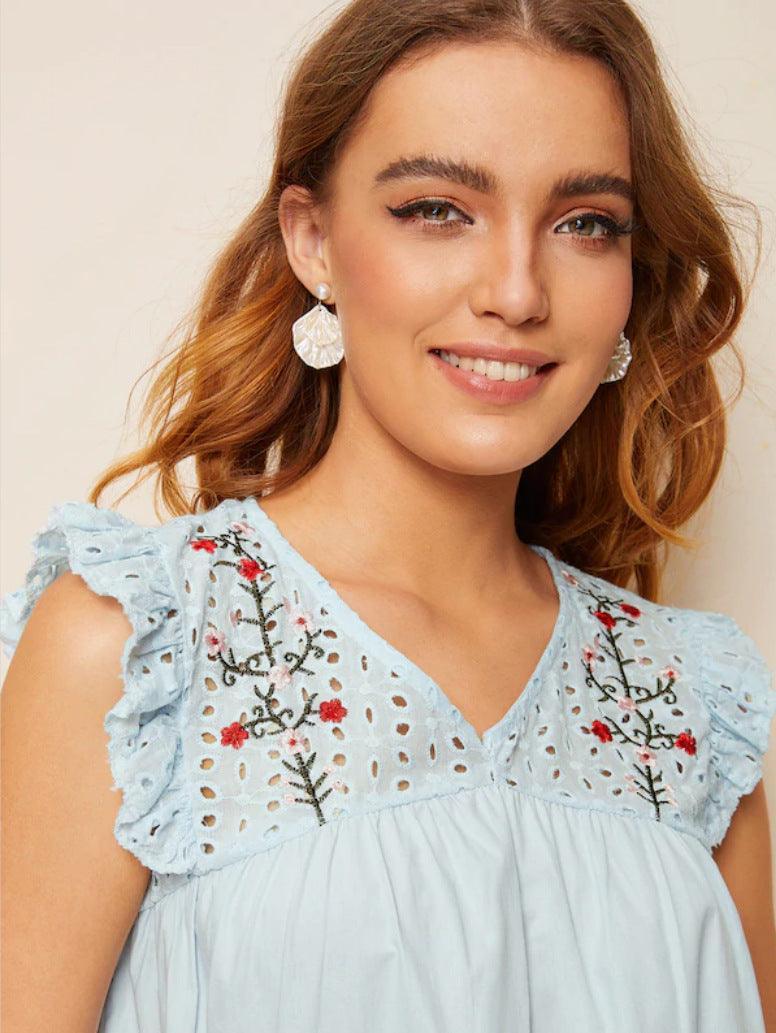 Alaia Spring Summer Hollow Out Cutout Embroidery Blouse - Vestir en Moda