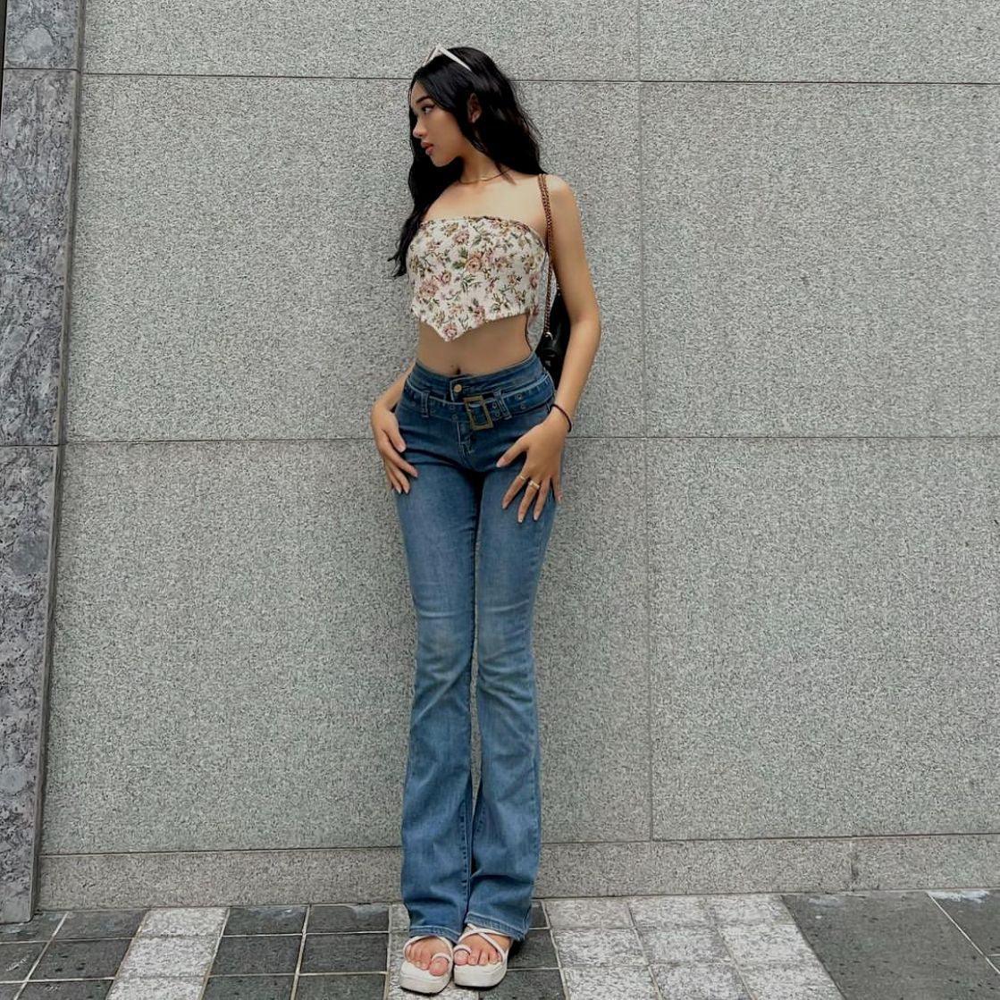 Alaina Stretch Jeans Graceful Slimming Belted Pocket Zipper Trousers - Vestir en Moda