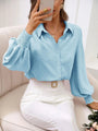 Alanna Shirt Collared Lantern Sleeve Solid Color Shirt - Vestir en Moda
