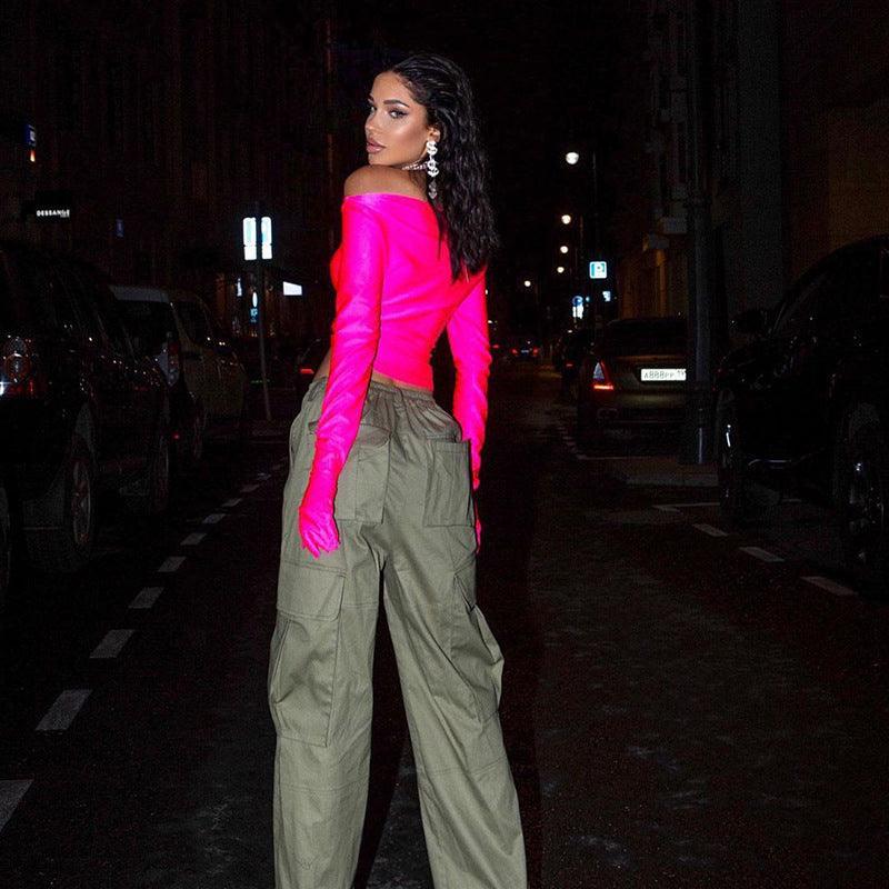 Alba Explosion off Neck Chest Hollow Out Tops - Vestir en Moda