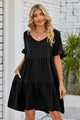 Alesha V-Neck Flounce Sleeve Tiered Dresses - Vestir en Moda
