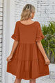 Alesha V-Neck Flounce Sleeve Tiered Dresses - Vestir en Moda