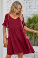 Alesha V-Neck Flounce Sleeve Tiered Dresses - Vestir en Moda