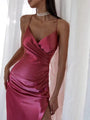 Aleshaa Waist Backless Mid-Length Strap Satin Dresses - Vestir en Moda