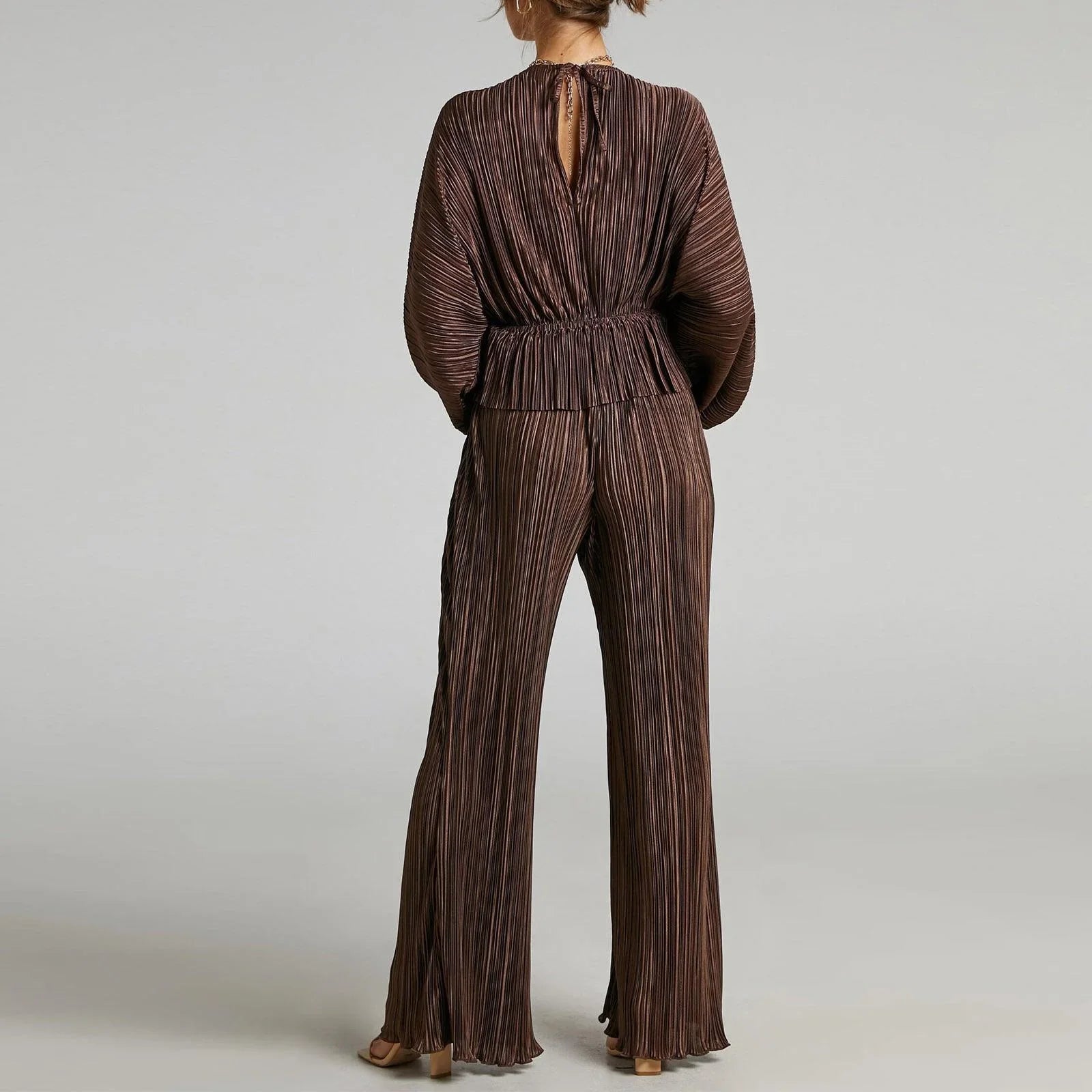 Alessia High Elastic Pleated Elegant Loose Two Piece Set - Vestir en Moda